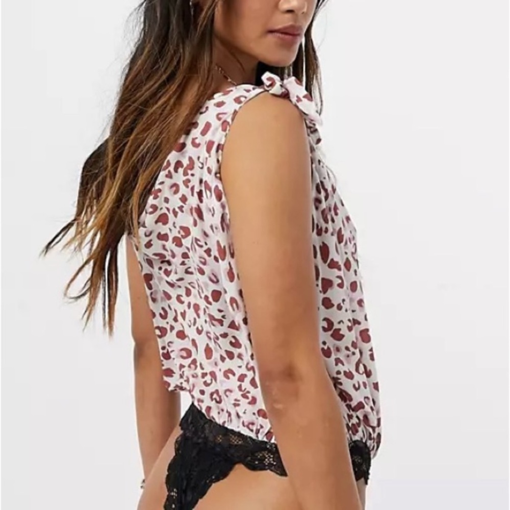Free People Bare It All Leopard Print Bodysuit, S View 3